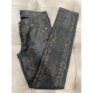 7 For All Mankind Women's Snake Print Skinny Jeans Size 26 Multicolor